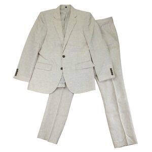 J Crew Thompson Tapered Mens 100% Linen Suit Jacket Blazer Pants Beige 38R 31x32
